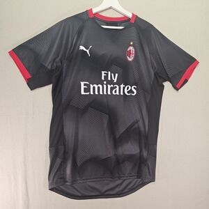 Puma AC Milan Training Jersey Mens XL Black Soccer Italy Fly Emirates Geometric